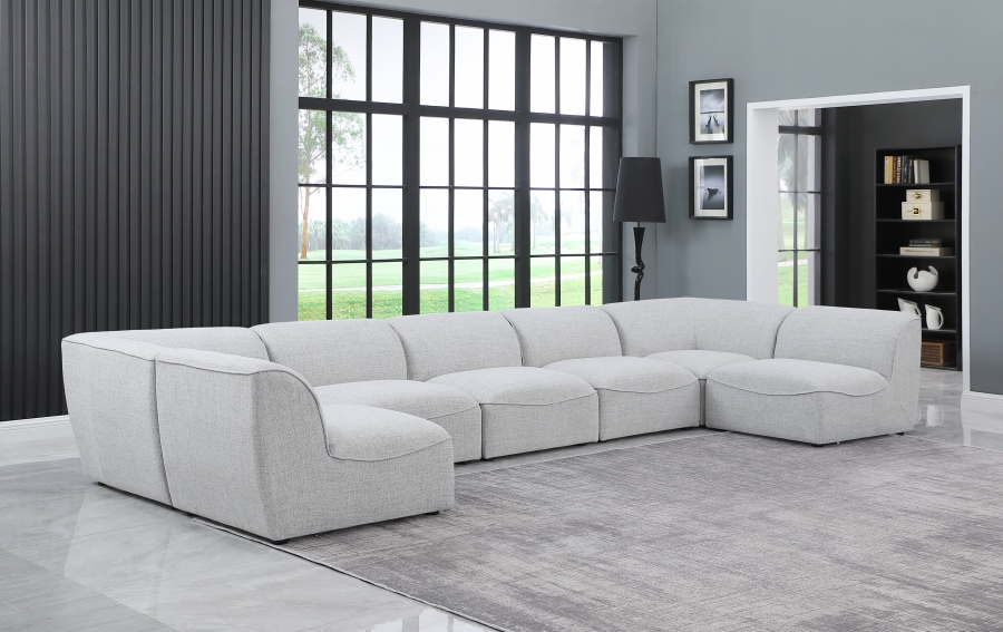 Miramar 175" Linen Textured Fabric Upholstered 7pc. Modular Sectional