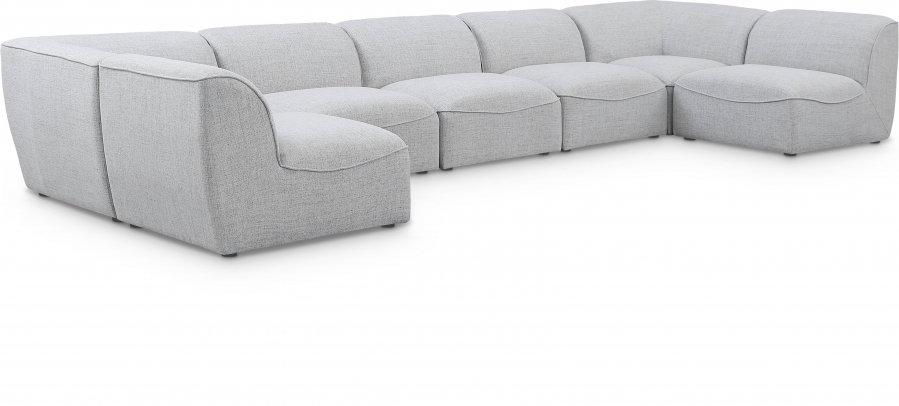Miramar 175" Linen Textured Fabric Upholstered 7pc. Modular Sectional