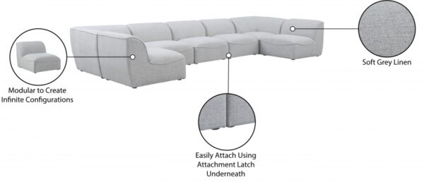 Miramar 175" Linen Textured Fabric Upholstered 7pc. Modular Sectional