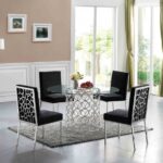 Opal 54" Glass Top And Steel Base Dining Table