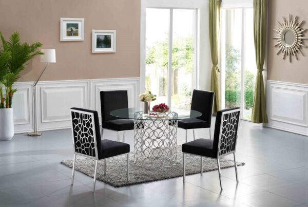Opal 54" Glass Top And Steel Base Dining Table