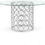 Opal 54" Glass Top And Steel Base Dining Table