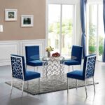 Opal 54" Glass Top And Steel Base Dining Table