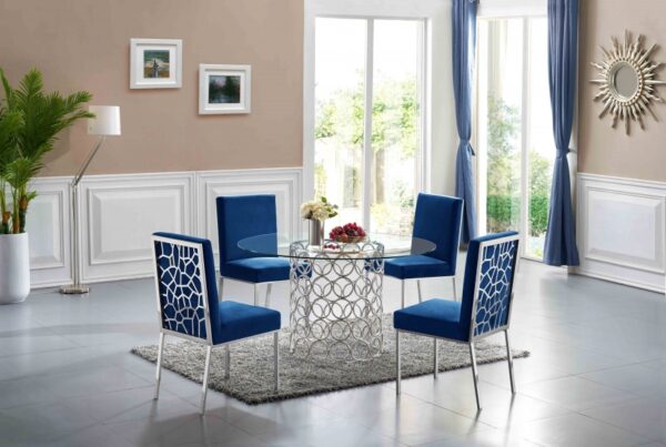 Opal 54" Glass Top And Steel Base Dining Table