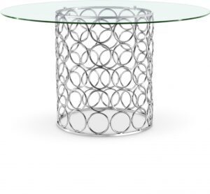 Opal 54" Glass Top And Steel Base Dining Table