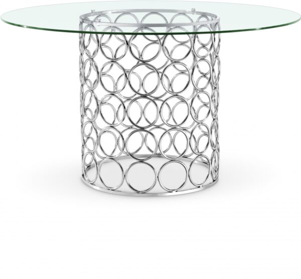 Opal 54" Glass Top And Steel Base Dining Table