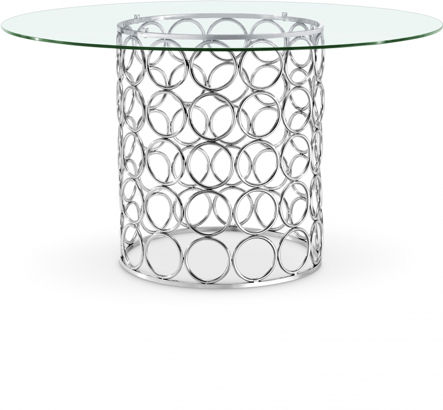 Opal 54" Glass Top And Steel Base Dining Table