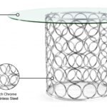 Opal 54" Glass Top And Steel Base Dining Table
