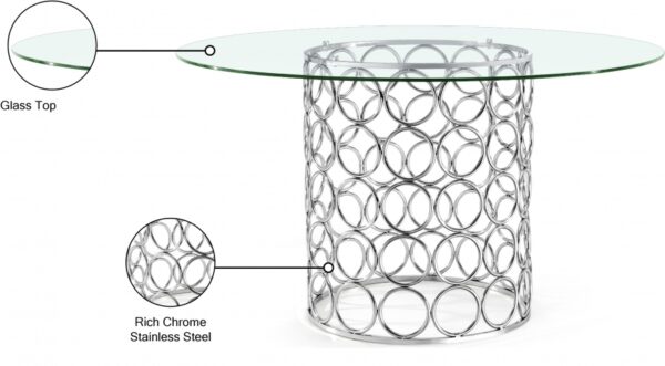 Opal 54" Glass Top And Steel Base Dining Table