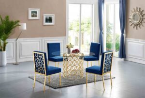 Opal 54" Glass Top And Steel Base Dining Table