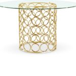 Opal 54" Glass Top And Steel Base Dining Table