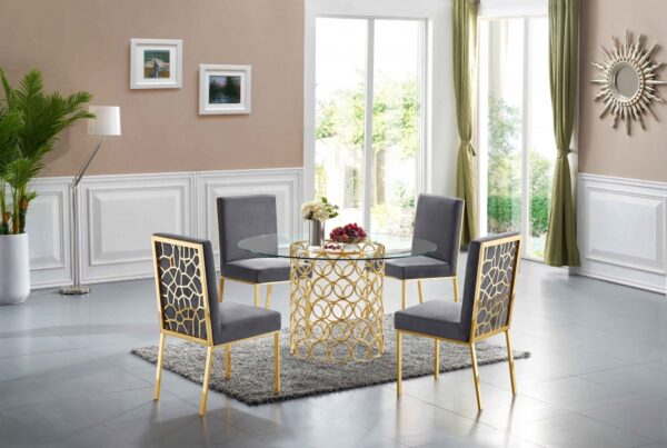 Opal 54" Glass Top And Steel Base Dining Table