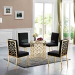 Opal 54" Glass Top And Steel Base Dining Table