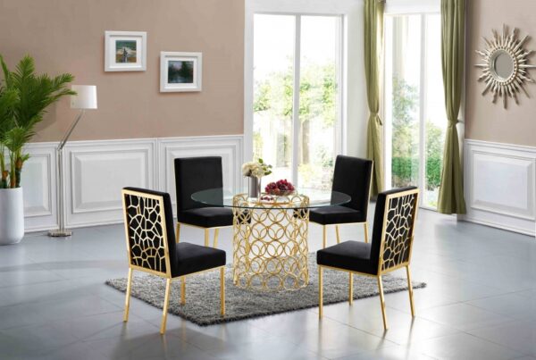 Opal 54" Glass Top And Steel Base Dining Table