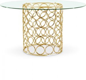 Opal 54" Glass Top And Steel Base Dining Table