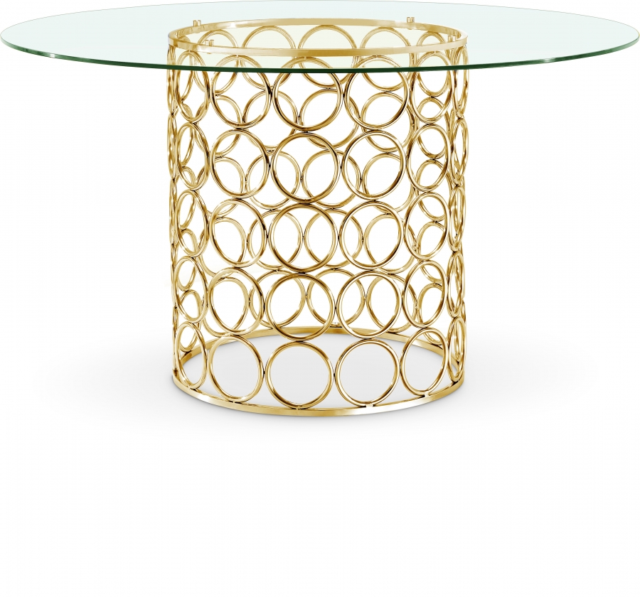 Opal 54" Glass Top And Steel Base Dining Table