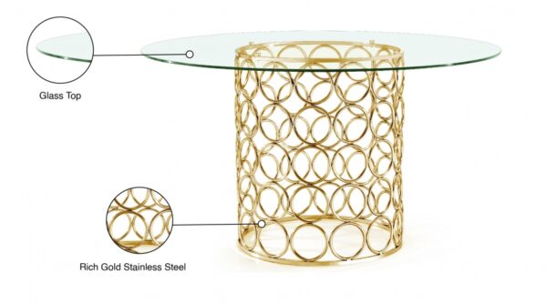 Opal 54" Glass Top And Steel Base Dining Table