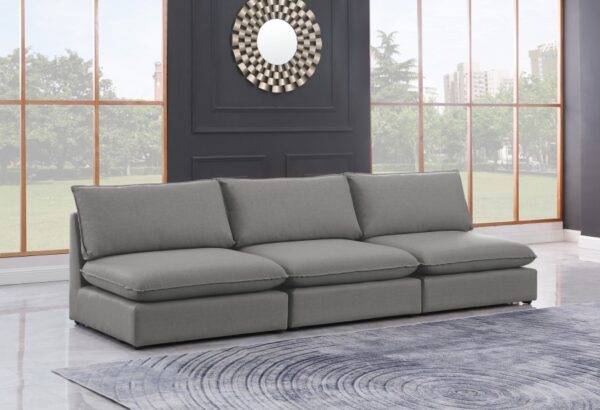 Mackenzie 120" Linen Textured Fabric Upholstered 3pc. Armless Modular Sofa