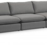 Mackenzie 120" Linen Textured Fabric Upholstered 3pc. Armless Modular Sofa