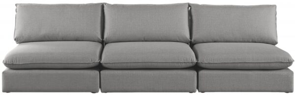 Mackenzie 120" Linen Textured Fabric Upholstered 3pc. Armless Modular Sofa