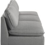 Mackenzie 120" Linen Textured Fabric Upholstered 3pc. Armless Modular Sofa