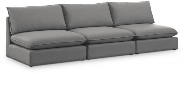 Mackenzie 120" Linen Textured Fabric Upholstered 3pc. Armless Modular Sofa