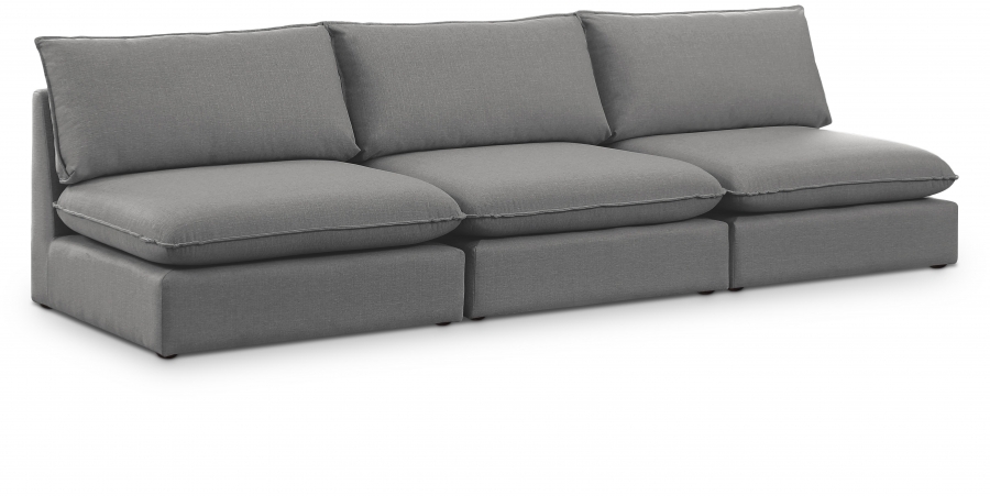 Mackenzie 120" Linen Textured Fabric Upholstered 3pc. Armless Modular Sofa