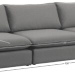 Mackenzie 120" Linen Textured Fabric Upholstered 3pc. Armless Modular Sofa