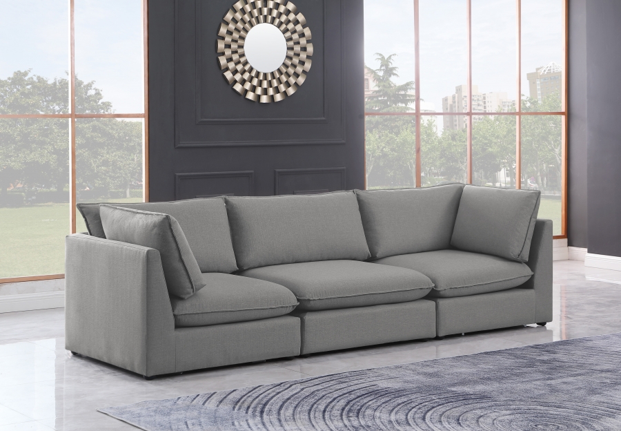Mackenzie 120" Linen Textured Fabric Upholstered 3pc. Modular Sofa