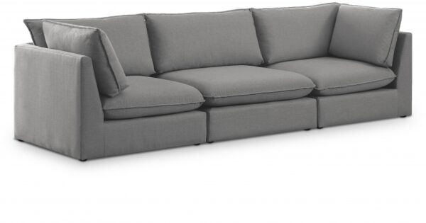Mackenzie 120" Linen Textured Fabric Upholstered 3pc. Modular Sofa