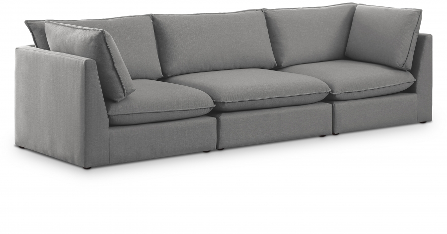Mackenzie 120" Linen Textured Fabric Upholstered 3pc. Modular Sofa
