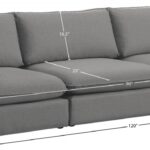 Mackenzie 120" Linen Textured Fabric Upholstered 3pc. Modular Sofa