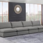 Mackenzie 160" Linen Textured Fabric Upholstered 4pc. Armless Modular Sofa