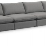 Mackenzie 160" Linen Textured Fabric Upholstered 4pc. Armless Modular Sofa