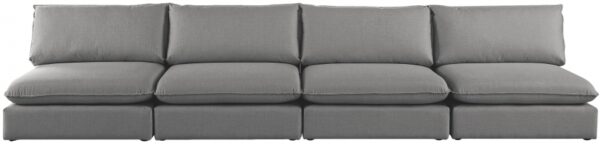 Mackenzie 160" Linen Textured Fabric Upholstered 4pc. Armless Modular Sofa