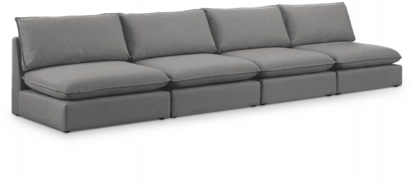 Mackenzie 160" Linen Textured Fabric Upholstered 4pc. Armless Modular Sofa