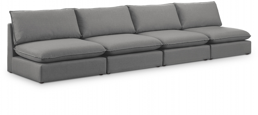 Mackenzie 160" Linen Textured Fabric Upholstered 4pc. Armless Modular Sofa