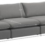 Mackenzie 160" Linen Textured Fabric Upholstered 4pc. Armless Modular Sofa