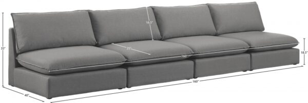 Mackenzie 160" Linen Textured Fabric Upholstered 4pc. Armless Modular Sofa