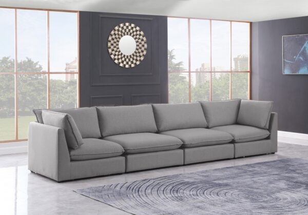 Mackenzie 160" Linen Textured Fabric Upholstered 4pc. Modular Sofa