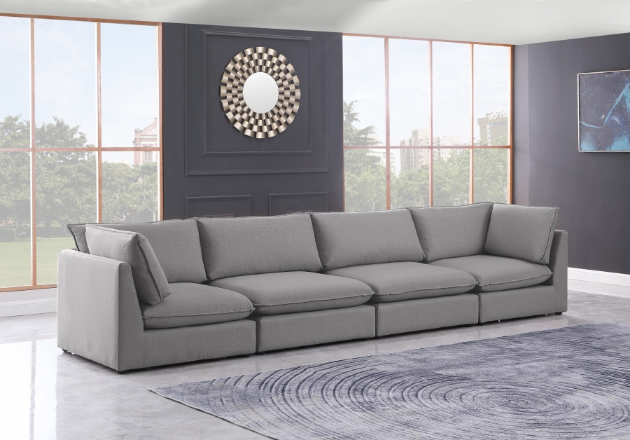 Mackenzie 160" Linen Textured Fabric Upholstered 4pc. Modular Sofa