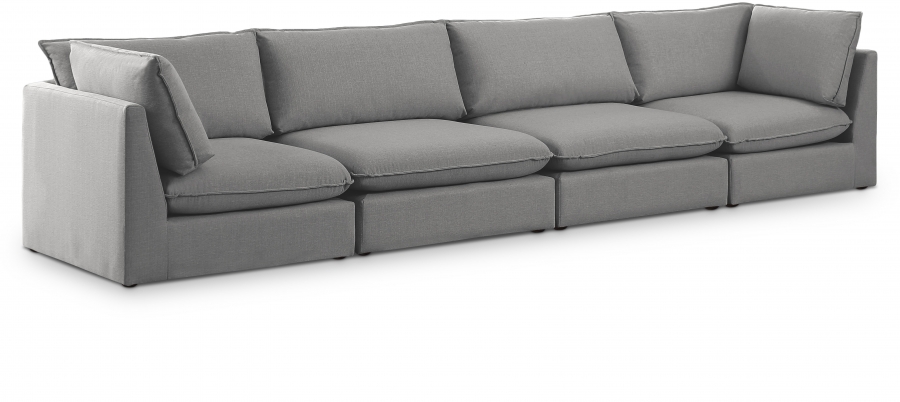Mackenzie 160" Linen Textured Fabric Upholstered 4pc. Modular Sofa