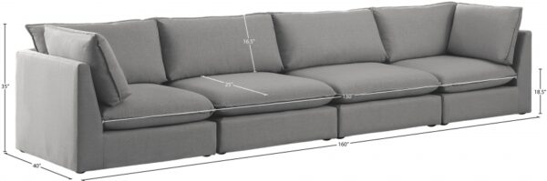 Mackenzie 160" Linen Textured Fabric Upholstered 4pc. Modular Sofa
