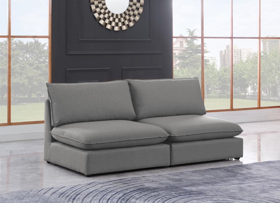 Mackenzie 80" Linen Textured Fabric Upholstered 2pc. Armless Modular Loveseat