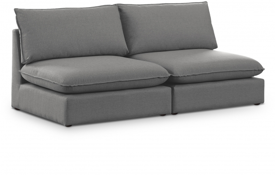 Mackenzie 80" Linen Textured Fabric Upholstered 2pc. Armless Modular Loveseat