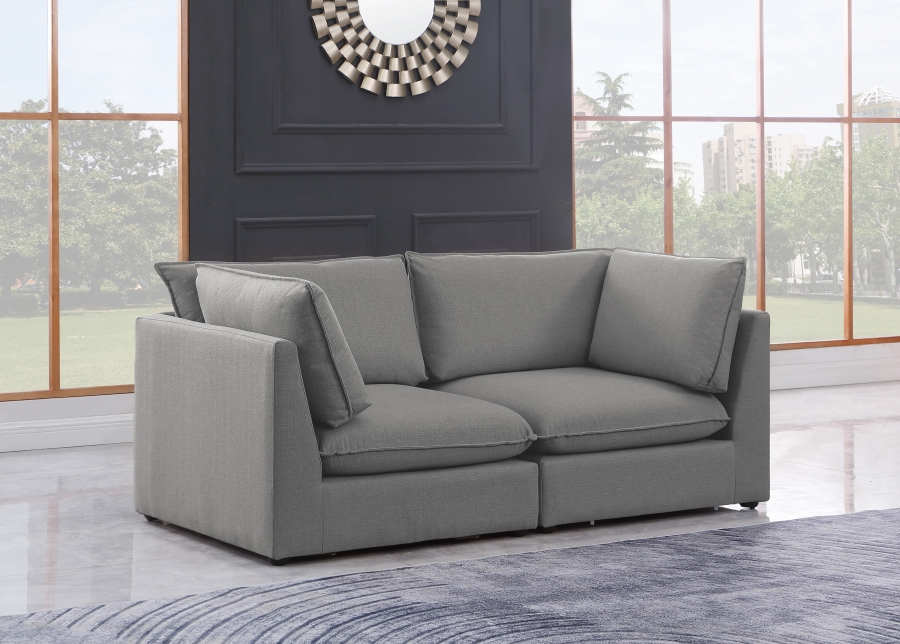 Mackenzie 80" Linen Textured Fabric Upholstered 2pc. Modular Loveseat