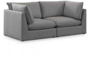 Mackenzie 80" Linen Textured Fabric Upholstered 2pc. Modular Loveseat