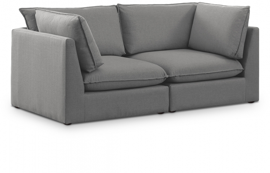 Mackenzie 80" Linen Textured Fabric Upholstered 2pc. Modular Loveseat