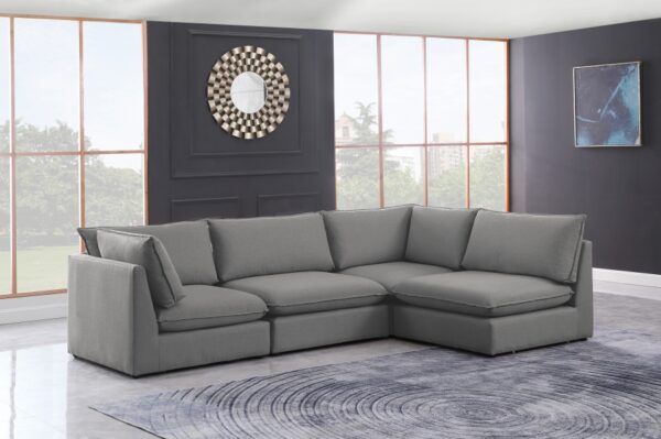 Mackenzie 120" Linen Textured Fabric Upholstered 4pc. Modular Sectional
