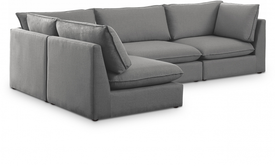 Mackenzie 120" Linen Textured Fabric Upholstered 4pc. Modular Sectional